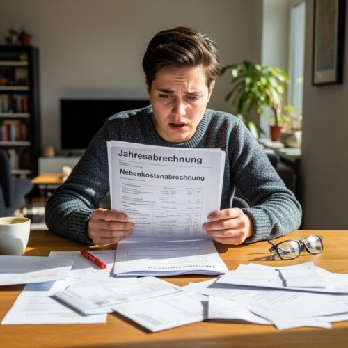 Ein Wohnungseigentümer prüft angespannt die Jahresabrechnung seiner WEG, deren Anfechtung ihm verwehrt blieb, weil ihm die Einsicht in die Belege zu spät kam.